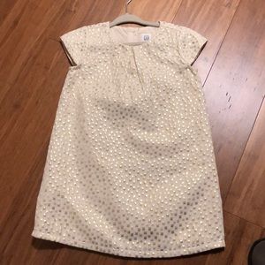 Gap Metallic Jacquard Dress Ivory Gold 3T